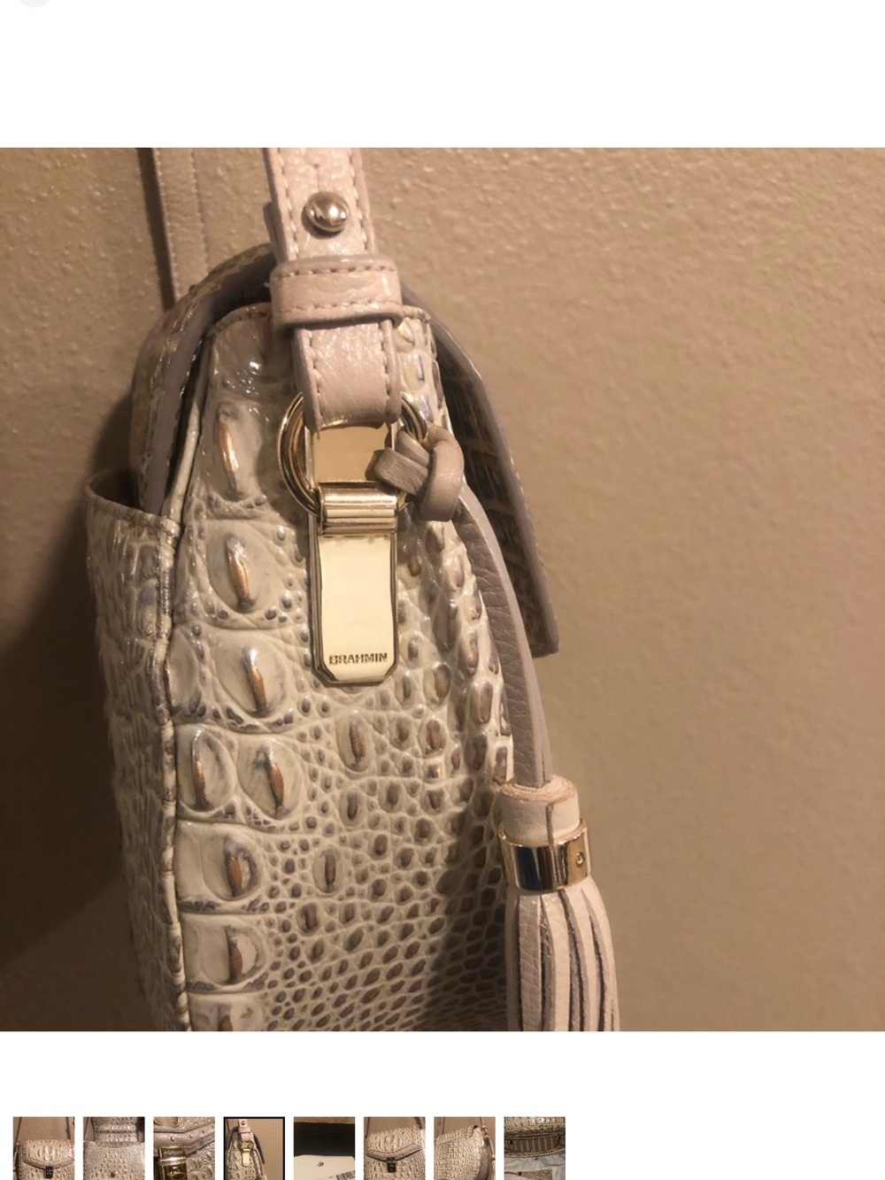 Brahmin Lizzie Croc-Embossed Crossbody - Silver Birch Birchside - Picture 3 of 7